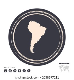 Mapa vectorial del círculo de estampado de estampado negro en Sudamérica