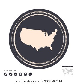 Mapa vectorial del círculo de estampado de grunge negro de los Estados Unidos de América (EE.UU.)