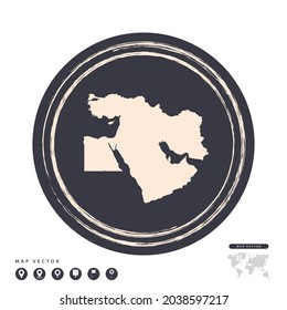 Cercle grunge noir de timbre carte vectorielle du Moyen-Orient