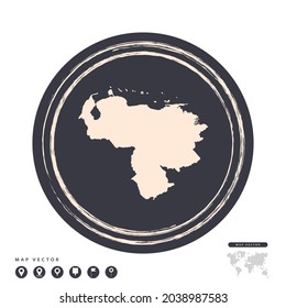 Mapa vectorial del círculo de la estampilla negra de Venezuela