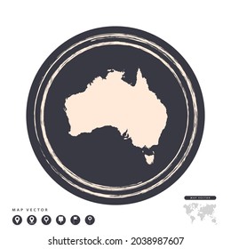 Schwarze Grunge-Stempel-Kreis Vektorkarte von Australien