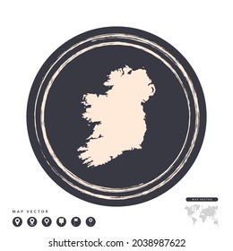 Mapa vectorial del círculo de la estampilla negra de Irlanda