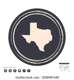 Black grunge stamp circle vector map of Texas