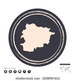 Mapa vectorial del círculo del timbre negro de Andorra