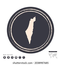 Mapa vectorial del círculo de estampado negro de Israel