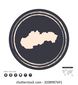 Black grunge stamp circle vector map of Slovakia