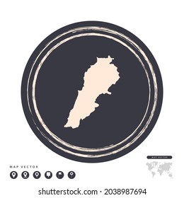 Mapa vectorial del círculo de la estampilla negra grunge del Líbano