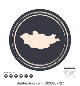 Schwarze Grunge-Stempel-Kreis, Vektorkarte der Mongolei