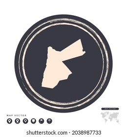 Black grunge stamp circle vector map of Jordan