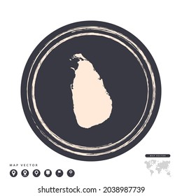Schwarze Grunge-Stempel-Kreis, Vektorkarte von Sri Lanka