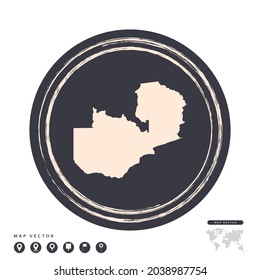Black grunge stamp circle vector map of Zambia