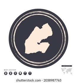Black grunge stamp circle vector map of Djibouti