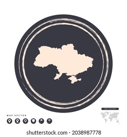 Mapa vectorial del círculo de estampado negro de la estampilla de grano de Ucrania