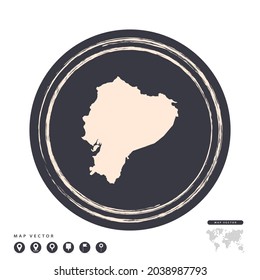 Black grunge stamp circle vector map of Ecuador