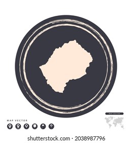 Mapa vectorial del círculo de estampado negro de Lesoto