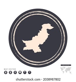 Mapa vectorial del círculo de la estampilla negra de grano en Pakistán