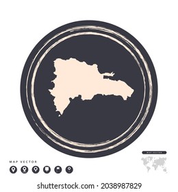 Black grunge stamp circle vector map of Dominican Republic