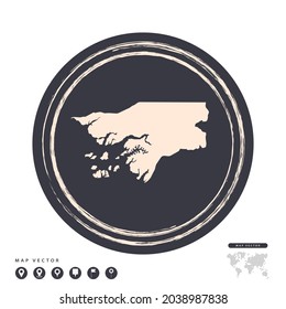 Black grunge stamp circle vector map of Guinea Bissau
