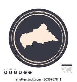 Black grunge stamp circle vector map of Central African