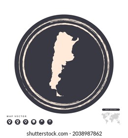 Mapa vectorial del círculo de la estampilla negra grunge de Argentina