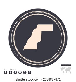 Black grunge stamp circle vector map of Western Sahara