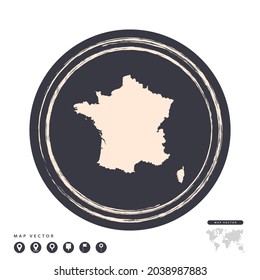 Schwarze Grunge-Stempel-Kreis, Vektorkarte von Frankreich