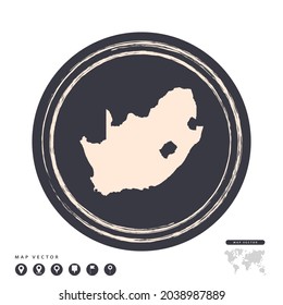 Black grunge stamp circle vector map of South Africa