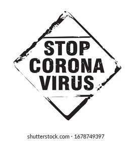 Schwarze Grunge-Stempel und Text stoppen Corona-Virus. Vektorillustration Illustration.