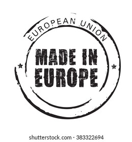 Black grunge stamp. Vector Illustration. Made in Europe