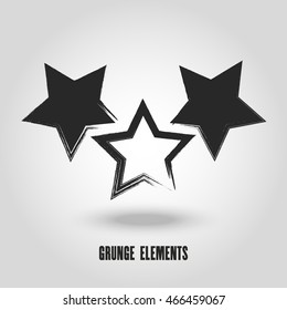 Black grunge stars logo on gray background.