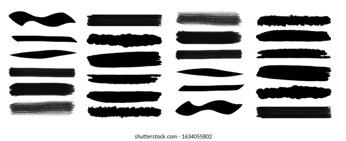 Black grunge stroke brush set for your design, vector.
