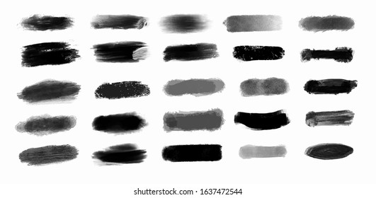 Black grunge stroke brush set for your design, vector.
