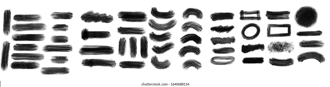 Black grunge stroke brush set for your design, vector.

