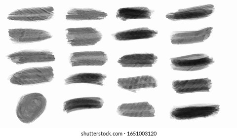Black grunge stroke brush set for your design, vector.
