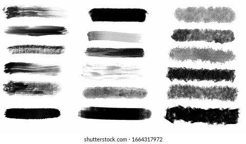 Black grunge stroke brush set for your design, vector.
