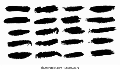 Black grunge stroke brush set for your design, vector.
