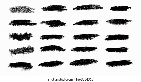 Black grunge stroke brush set for your design, vector.
