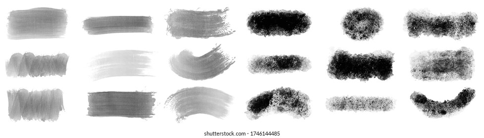 Black grunge stroke brush set for your design, vector.
