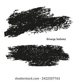 Black grunge stroke textures, chalk, for design, vector,