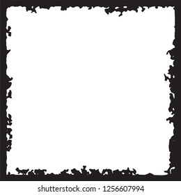 Black grunge style frame on white background