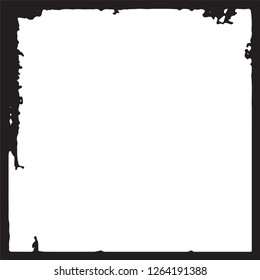Black grunge style frame on white background