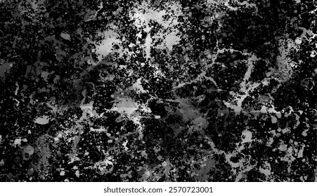 Black grunge textural concrete and plaster cracked wall background. Vector graphic design