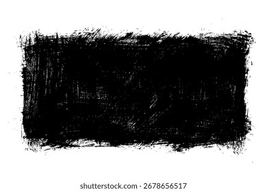 Schwarze abstrakte Pinselstriche. Tintenfleck einzeln auf weißem Hintergrund. Körnig strukturierte Design-Elemente. Vektorgrafik, eps 10.