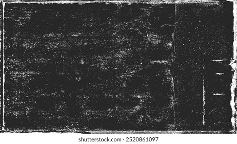 Black grunge texture background vintage distressed overlay frame border vector. Dark old abstract rough scratched wall weathered surface. Retro aged worn pattern paper antique element