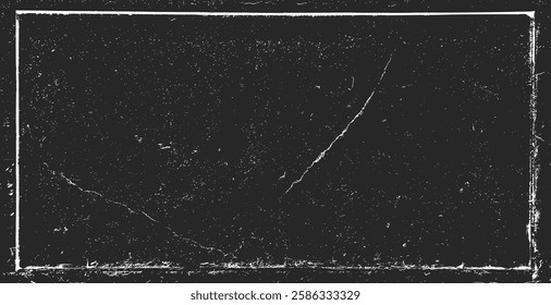 Black grunge texture background vintage distressed overlay frame border vector. Dark old abstract rough scratched wall weathered surface. Retro aged worn pattern paper antique element