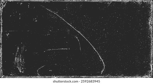 Black grunge texture background vintage distressed overlay frame border vector. Dark old abstract rough scratched wall weathered surface. Retro aged worn pattern paper antique element