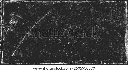 Black grunge texture background vintage distressed overlay frame border vector. Dark old abstract rough scratched wall weathered surface. Retro aged worn pattern paper antique element