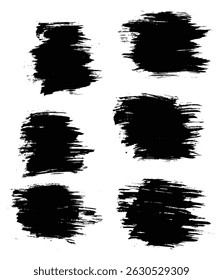 Schwarze Grunge Textur Pinsel Strich Hintergrund Design-Set