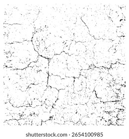 Black grunge texture with crack effect. Vector grunge overlay texture. Black and white background.