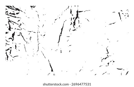 O efeito de textura grunge preto cria um padrão abstrato dramático e arrojado em um fundo branco.